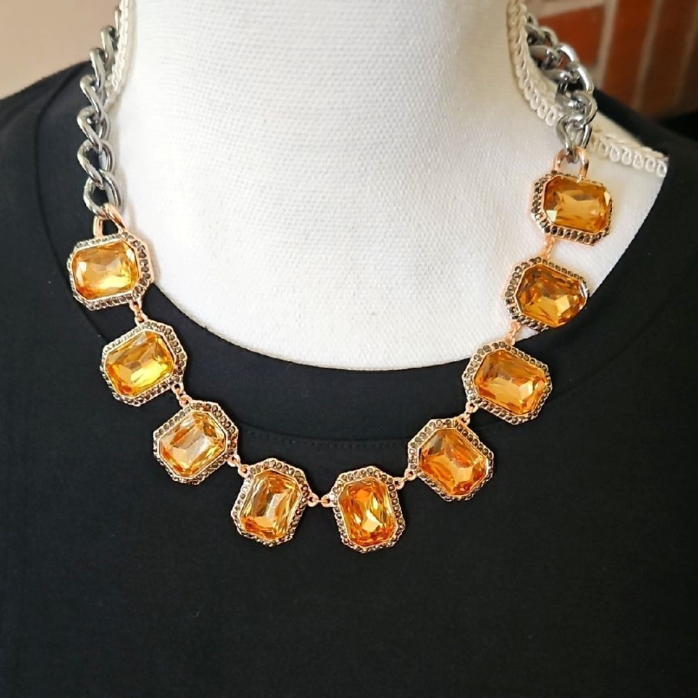 Amber Colored Stone Necklace